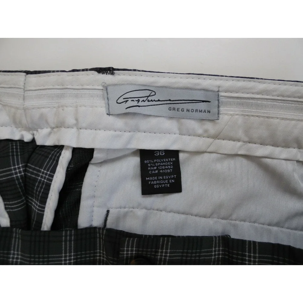 Greg Norman Black Plaid Lightweight Golf Shorts Mens Size 36 EUC